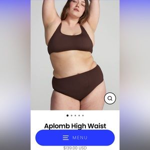 NWT Aplomb Espresso Bikini with Top and High Waisted Bottoms